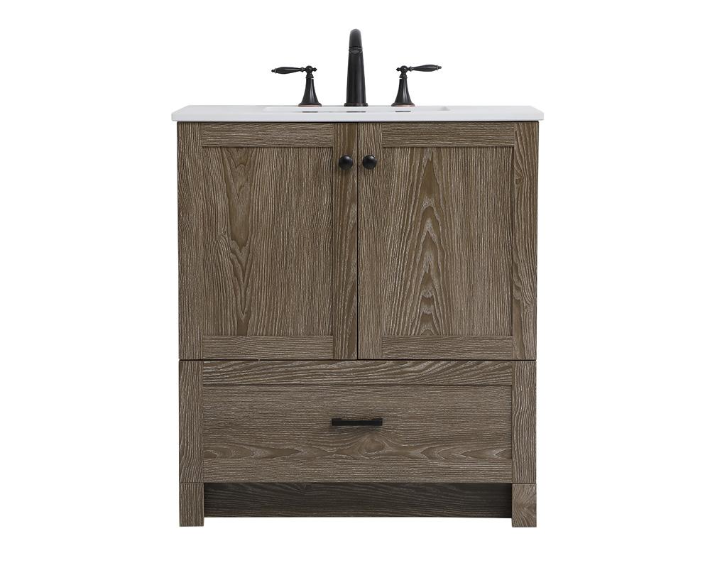 Elegant Furniture & Lighting - Soma 30 inch Single Bathroom Vanity in Weathered oak - VF2830WO veiw 1