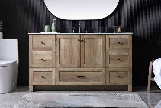 Elegant Furniture & Lighting - Soma 60 Inch SIngle Bathroom Vanity In Natural Oak - VF2860NT veiw 2