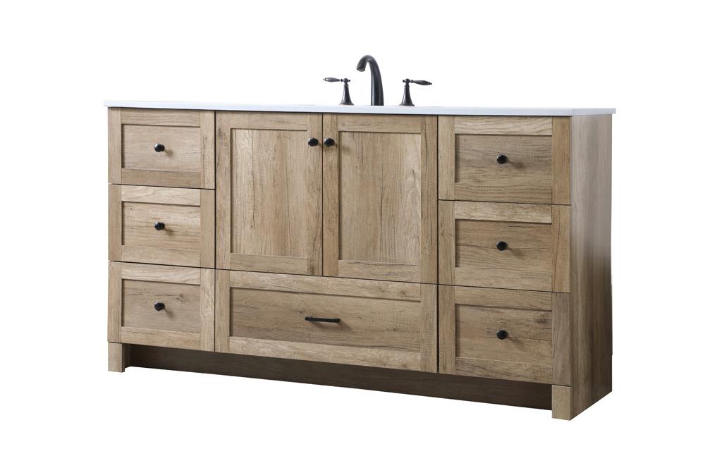 Elegant Furniture & Lighting - Soma 60 Inch SIngle Bathroom Vanity In Natural Oak - VF2860NT veiw 8