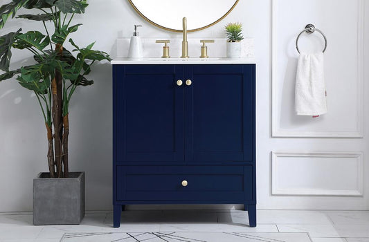 Elegant Furniture & Lighting - Sommerville 30 inch Single Bathroom Vanity in Blue with Backsplash - VF18030BL-BS veiw 2