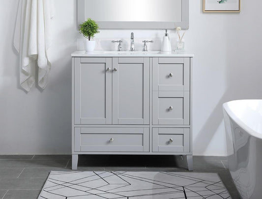 Elegant Furniture & Lighting - Sommerville 36 inch Single Bathroom Vanity in Grey with Backsplash - VF18036GR-BS veiw 2