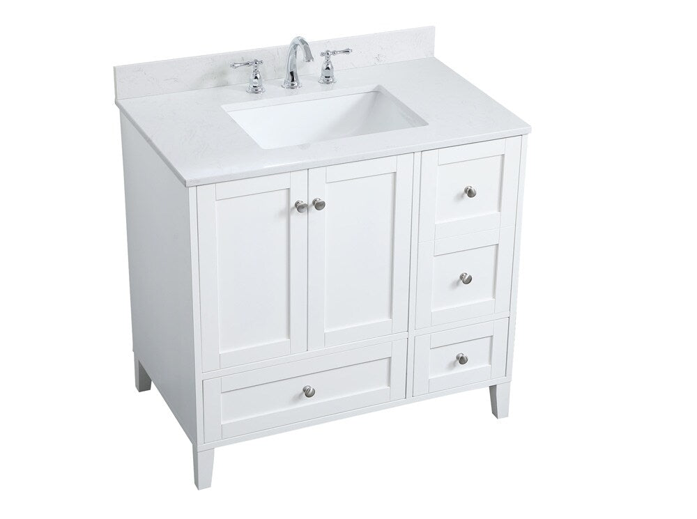 Elegant Furniture & Lighting - Sommerville 36 inch Single Bathroom Vanity in White with Backsplash - VF18036WH-BS veiw 15