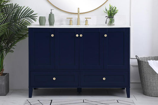 Elegant Furniture & Lighting - Sommerville 48 inch Single Bathroom Vanity in Blue with Backsplash - VF18048BL-BS veiw 2