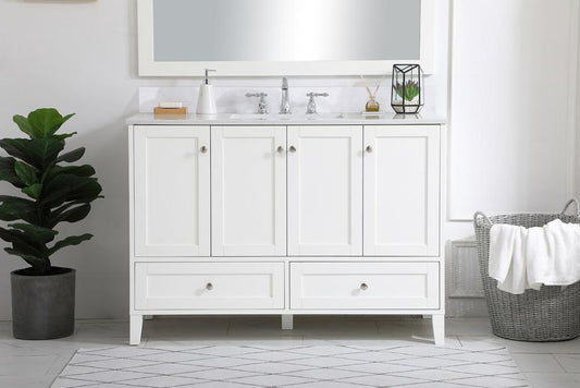 Elegant Furniture & Lighting - Sommerville 48 inch Single Bathroom Vanity in White with Backsplash - VF18048WH-BS veiw 2