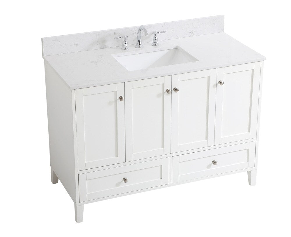 Elegant Furniture & Lighting - Sommerville 48 inch Single Bathroom Vanity in White with Backsplash - VF18048WH-BS veiw 15