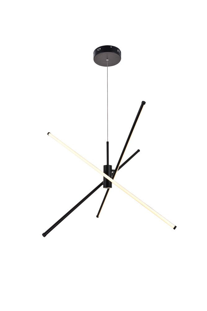 Elegant Furniture & Lighting - Sonya 3 Light Black Pendant - LD9001D42BK veiw 1