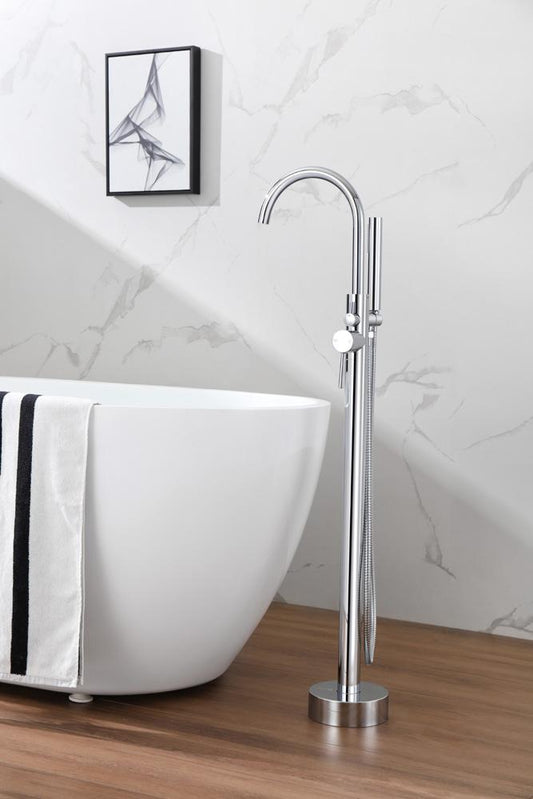 Elegant Furniture & Lighting - Steven Floor Mounted Roman Tub Faucet with Handshower in Chrome - FAT-8001PCH veiw 2