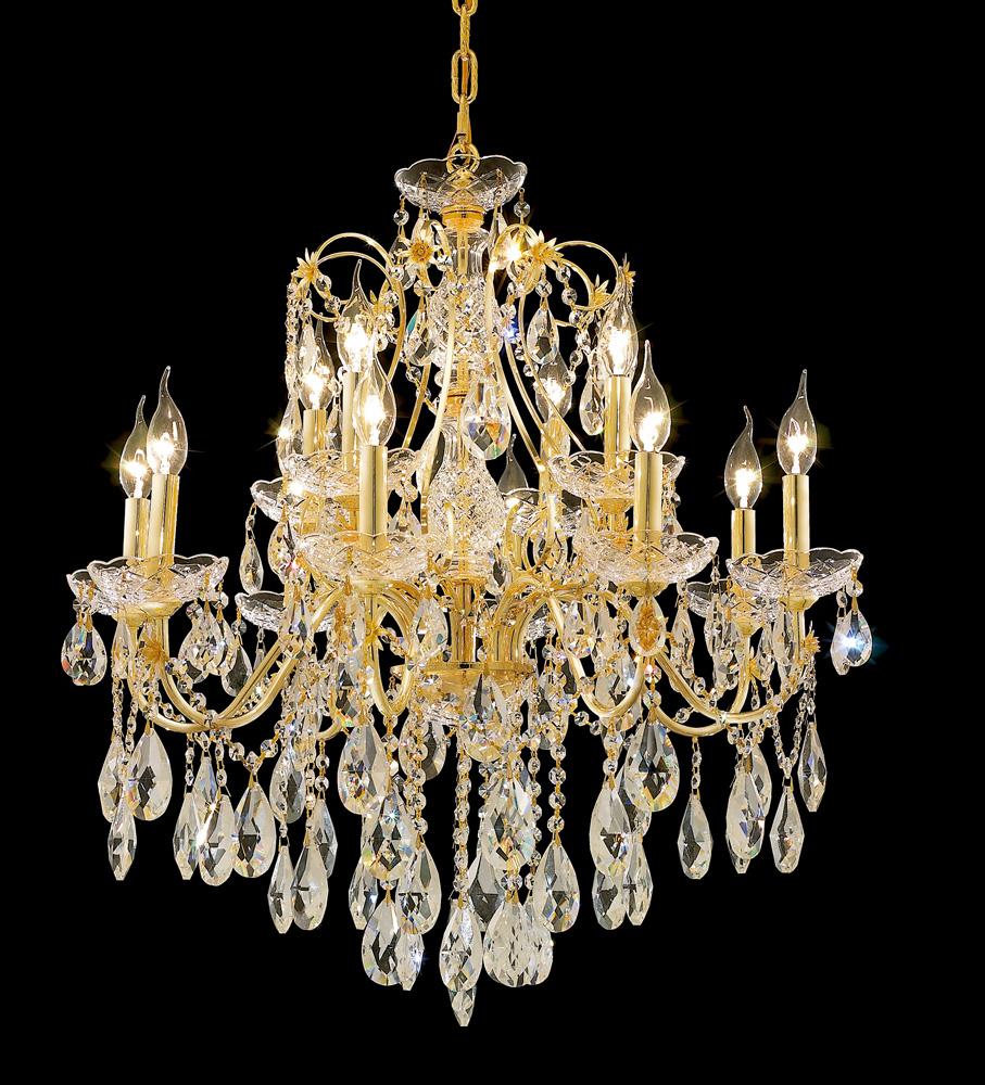 Elegant Furniture & Lighting - St. Francis 12 light Gold Chandelier Clear Royal Cut Crystal - 2016D28G/RC veiw 1