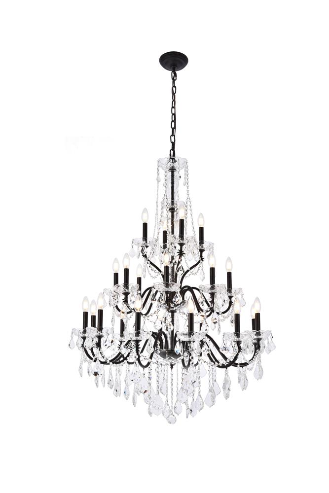Elegant Furniture & Lighting - St. Francis 24 light Dark Bronze Chandelier Clear Royal Cut Crystal - V2015G36DB/RC veiw 1