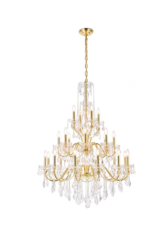 Elegant Furniture & Lighting - St. Francis 24 light Gold Chandelier Clear Royal Cut Crystal - V2015G36G/RC veiw 1