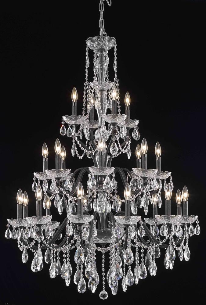 Elegant Furniture & Lighting - St. Francis 24 light Dark Bronze Chandelier Clear Royal Cut Crystal - 2016G36DB/RC veiw 1