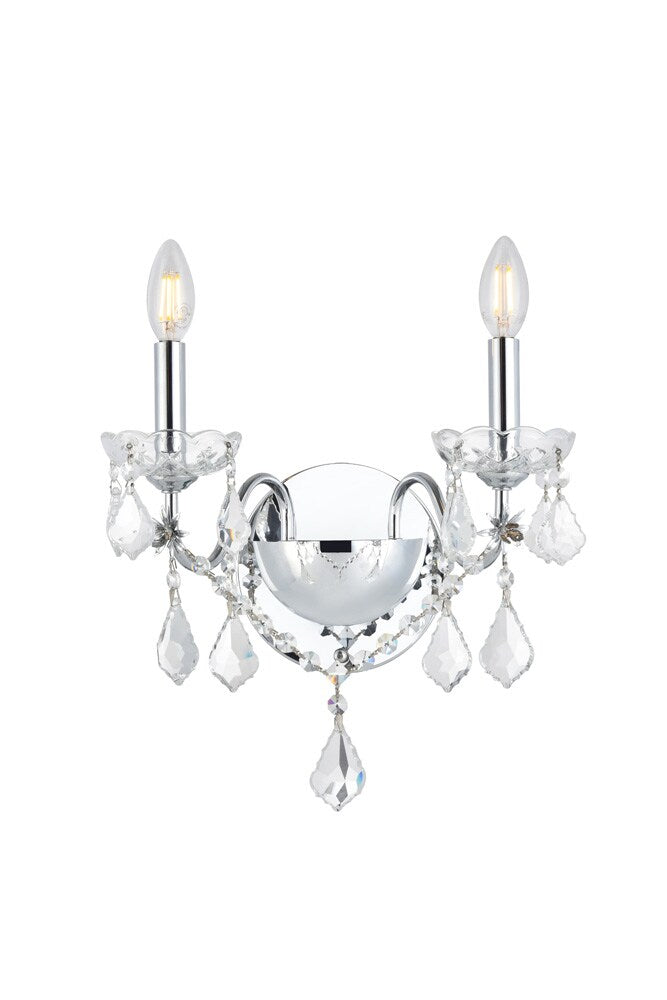 Elegant Furniture & Lighting - St. Francis 2 light Chrome Wall Sconce Clear Royal Cut Crystal - V2015W2C/RC veiw 1