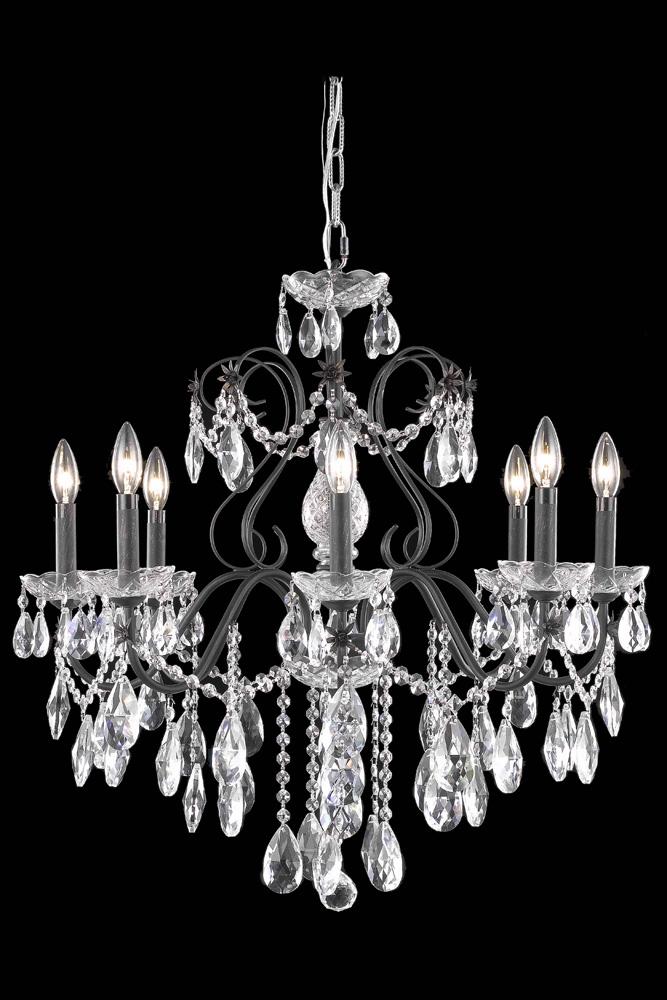 Elegant Furniture & Lighting - St. Francis 6 light Dark Bronze Chandelier Clear Royal Cut Crystal - 2016D26DB/RC veiw 1