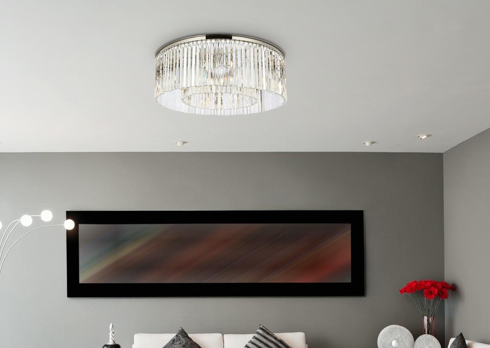 Elegant Furniture & Lighting - Sydney 10 light polished nickel Flush Mount Clear Royal Cut Crystal - 1208F43PN/RC veiw 1
