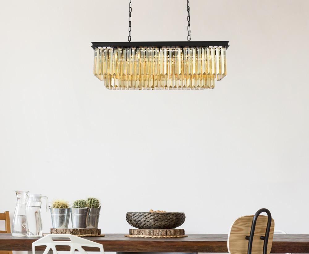 Elegant Furniture & Lighting - Sydney 12 light Matte Black Chandelier Golden Teak (Smoky) Royal Cut Crystal - 1232D40MB-GT/RC veiw 1