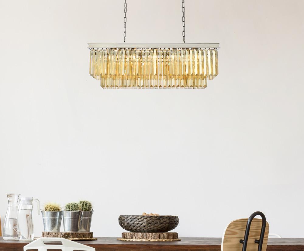 Elegant Furniture & Lighting - Sydney 12 light polished nickel Chandelier Golden Teak (Smoky) Royal Cut Crystal - 1232D40PN-GT/RC veiw 1