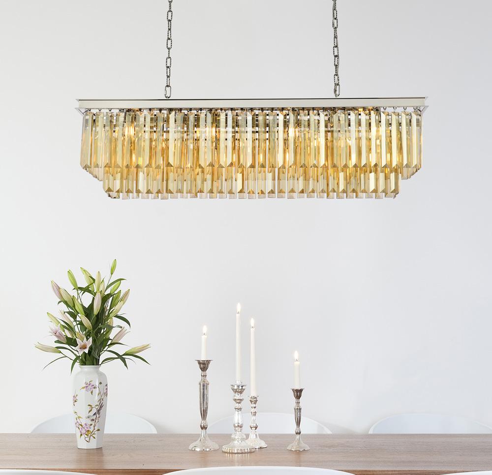 Elegant Furniture & Lighting - Sydney 12 light polished nickel Chandelier Golden Teak (Smoky) Royal Cut Crystal - 1232D50PN-GT/RC veiw 1