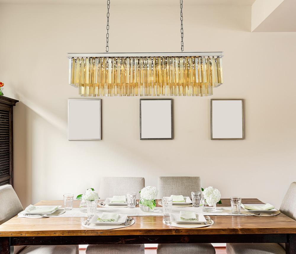 Elegant Furniture & Lighting - Sydney 12 light polished nickel Chandelier Golden Teak (Smoky) Royal Cut Crystal - 1202D50PN-GT/RC veiw 1