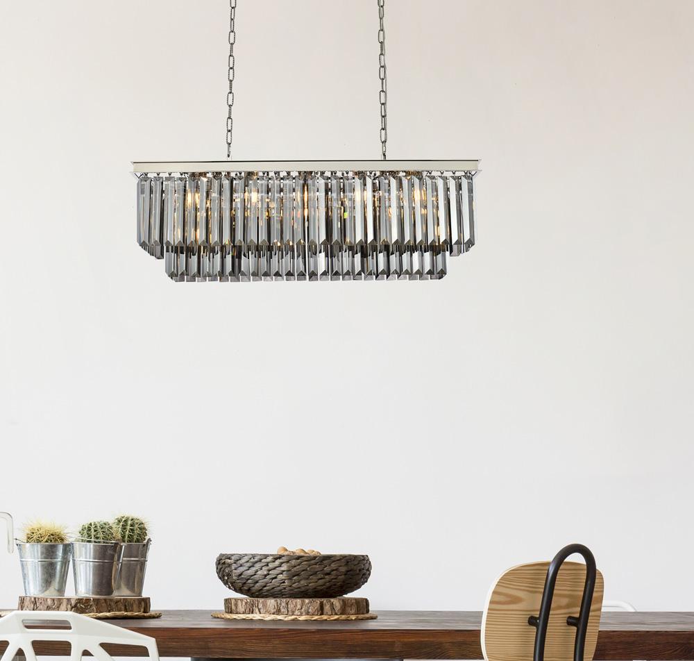 Elegant Furniture & Lighting - Sydney 12 light polished nickel Chandelier Silver Shade (Grey) Royal Cut Crystal - 1232D40PN-SS/RC veiw 1