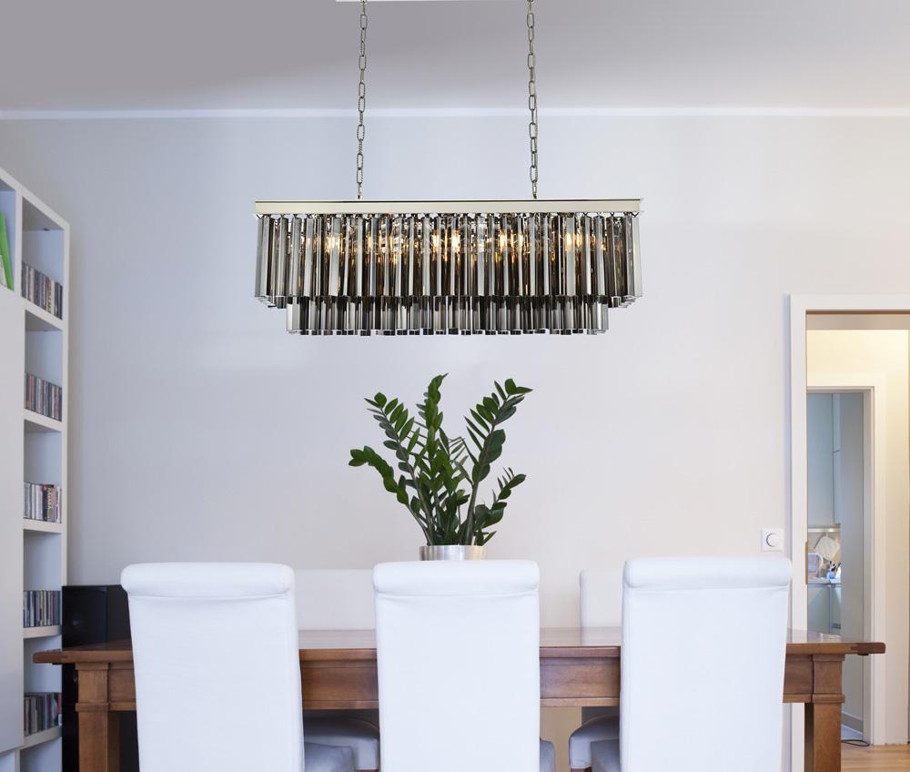 Elegant Furniture & Lighting - Sydney 12 light polished nickel Chandelier Silver Shade (Grey) Royal Cut Crystal - 1202D40PN-SS/RC veiw 1