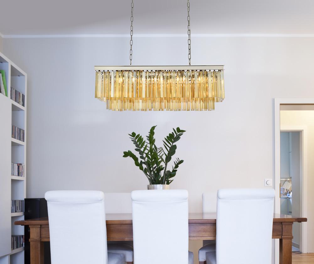 Elegant Furniture & Lighting - Sydney 12 light polished nickel Chandelier Golden Teak (Smoky) Royal Cut Crystal - 1202D40PN-GT/RC veiw 1