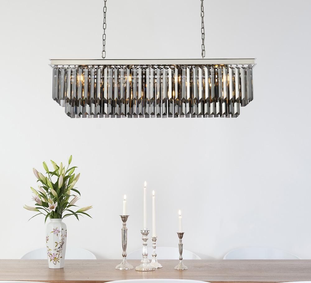 Elegant Furniture & Lighting - Sydney 12 light polished nickel Chandelier Silver Shade (Grey) Royal Cut Crystal - 1232D50PN-SS/RC veiw 1