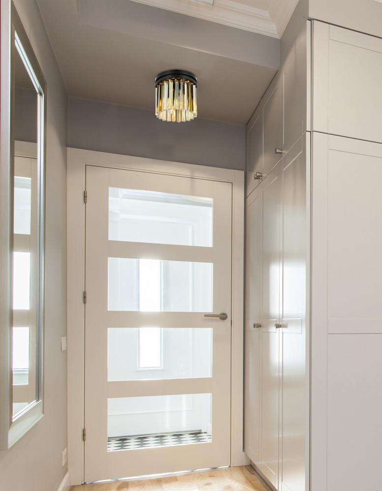Elegant Furniture & Lighting - Sydney 3 light Matte Black Flush Mount Golden Teak (Smoky) Royal Cut Crystal - 1208F12MB-GT/RC veiw 1