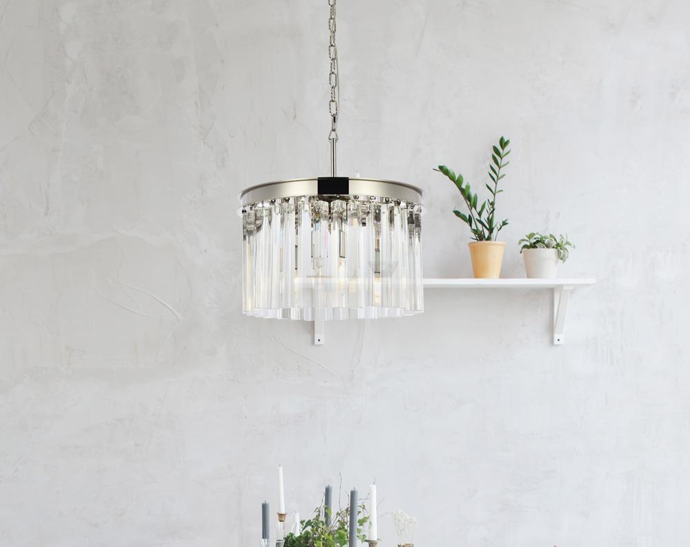 Elegant Furniture & Lighting - Sydney 3 light polished nickel Pendant Clear Royal Cut Crystal - 1208D16PN/RC veiw 1