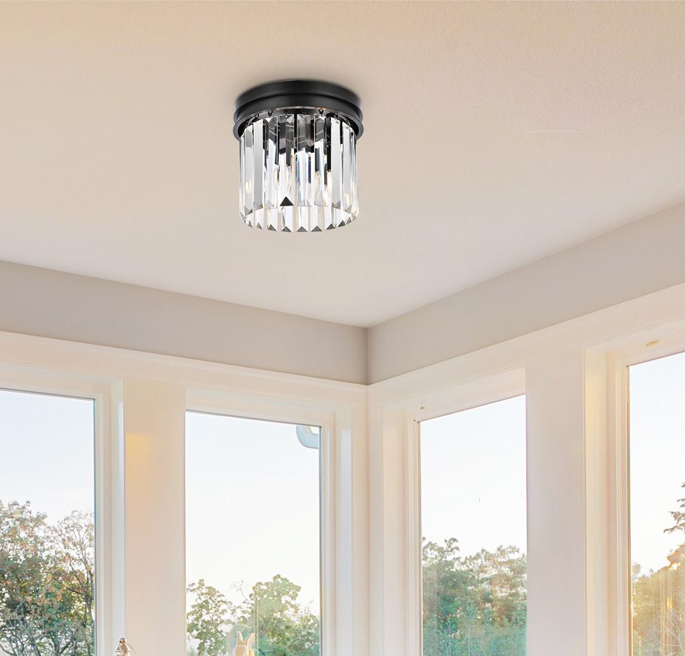 Elegant Furniture & Lighting - Sydney 3 light Matte Black Flush Mount Clear Royal Cut Crystal - 1238F12MB/RC veiw 1
