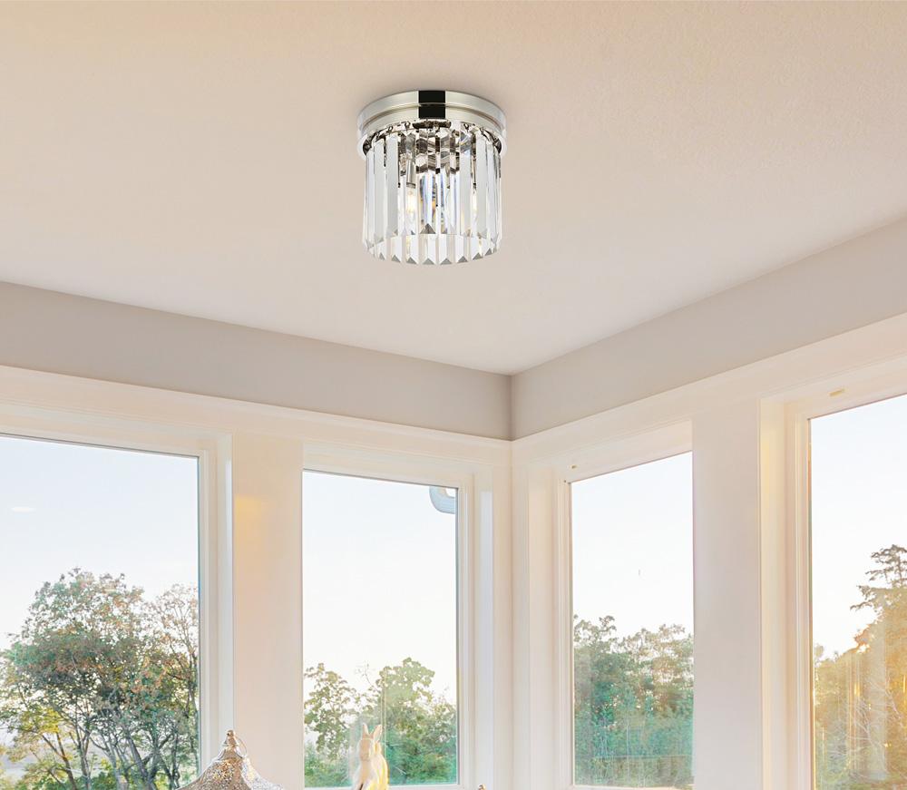 Elegant Furniture & Lighting - Sydney 3 light polished nickel Flush Mount Clear Royal Cut Crystal - 1238F12PN/RC veiw 1