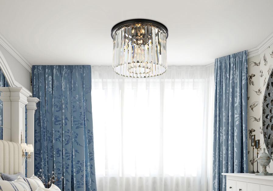 Elegant Furniture & Lighting - Sydney 6 light Matte Black Flush Mount Clear Royal Cut Crystal - 1238F20MB/RC veiw 1