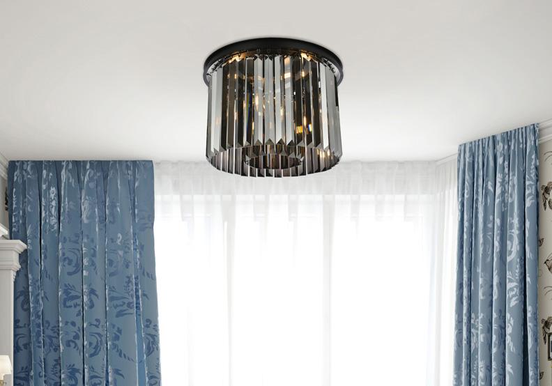 Elegant Furniture & Lighting - Sydney 6 light Matte Black Flush Mount Silver Shade (Grey) Royal Cut Crystal - 1238F20MB-SS/RC veiw 1