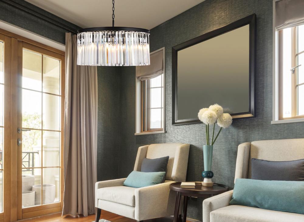Elegant Furniture & Lighting - Sydney 8 light Matte Black Chandelier Clear Royal Cut Crystal - 1208D31MB/RC veiw 1