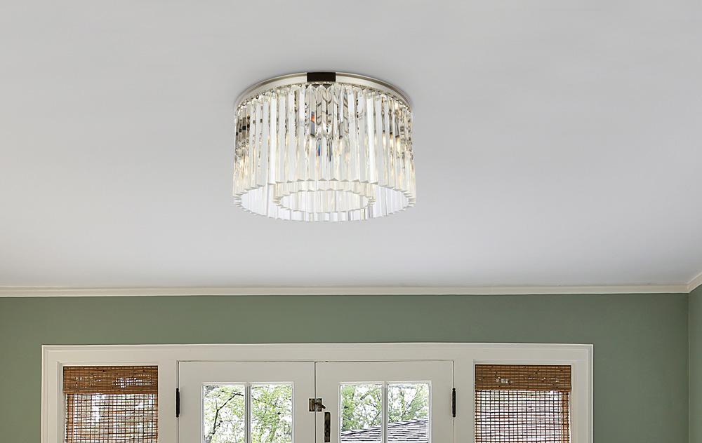 Elegant Furniture & Lighting - Sydney 8 light polished nickel Flush Mount Clear Royal Cut Crystal - 1208F26PN/RC veiw 1