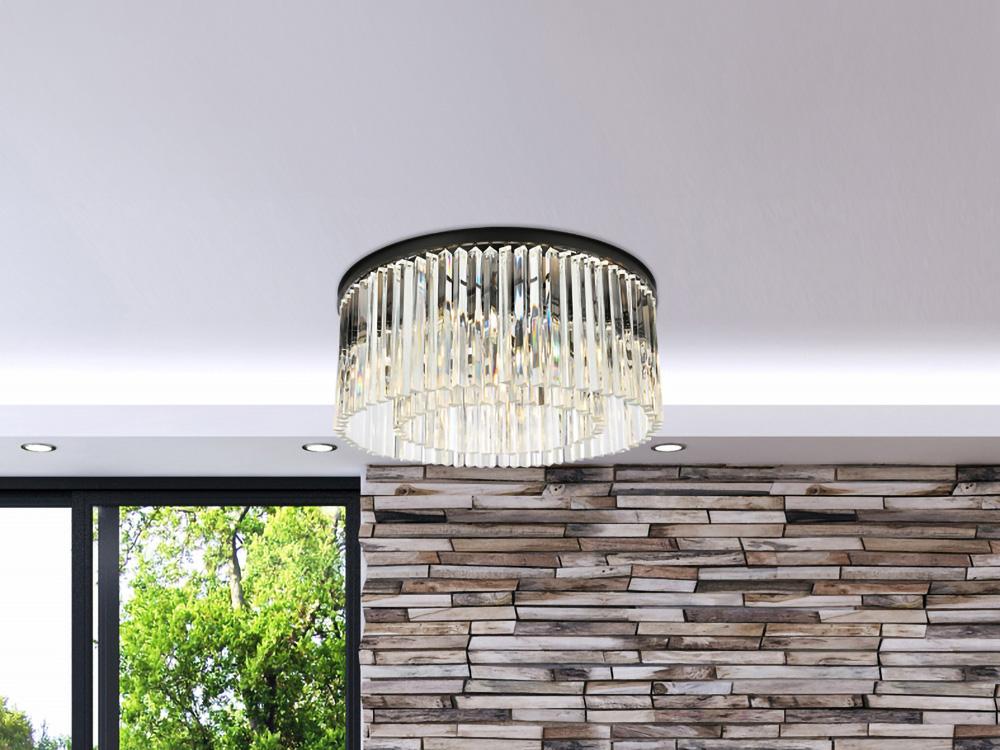 Elegant Furniture & Lighting - Sydney 8 light Matte Black Chandelier Golden Teak (Smoky) Royal Cut Crystal - 1208D31MB-GT/RC veiw 1