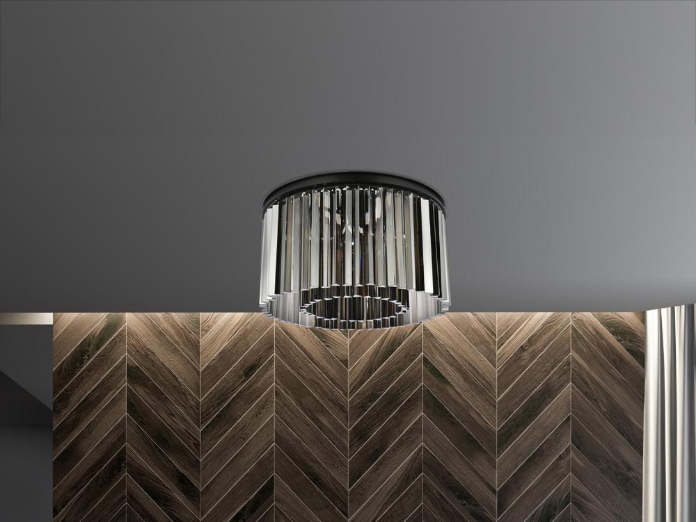 Elegant Furniture & Lighting - Sydney 8 light Matte Black Flush Mount Silver Shade (Grey) Royal Cut Crystal - 1208F26MB-SS/RC veiw 1
