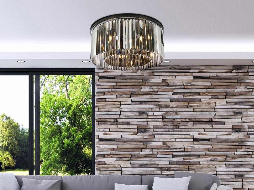 Elegant Furniture & Lighting - Sydney 8 light Matte Black Flush Mount Silver Shade (Grey) Royal Cut Crystal - 1238F31MB-SS/RC veiw 1