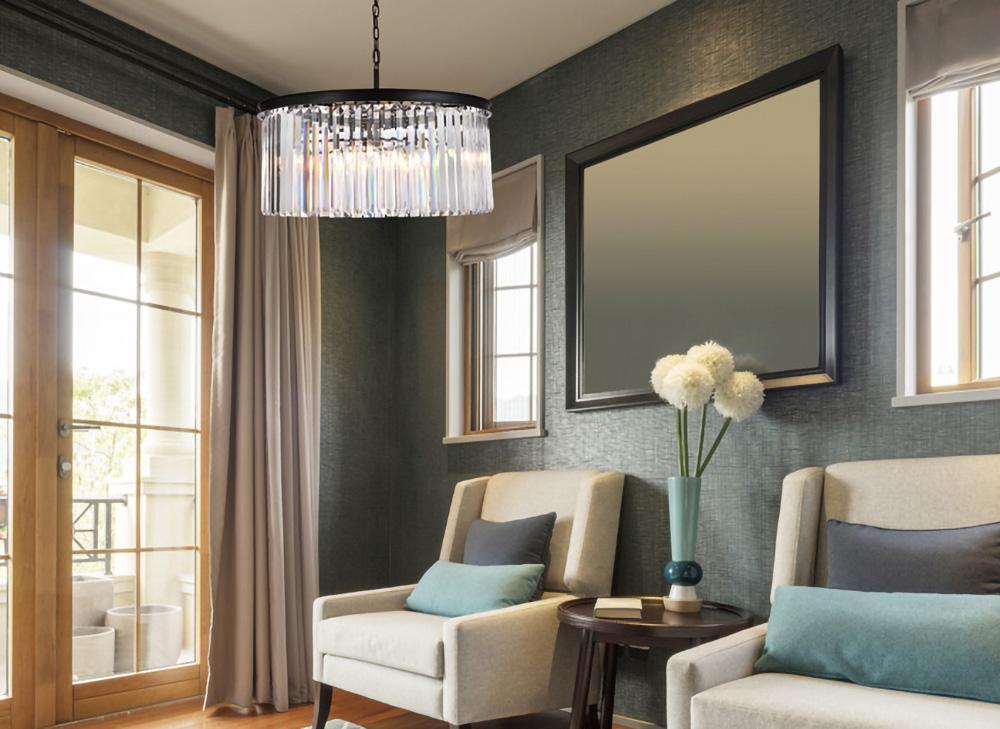 Elegant Furniture & Lighting - Sydney 8 light Matte Black Chandelier Clear Royal Cut Crystal - 1238D31MB/RC veiw 1