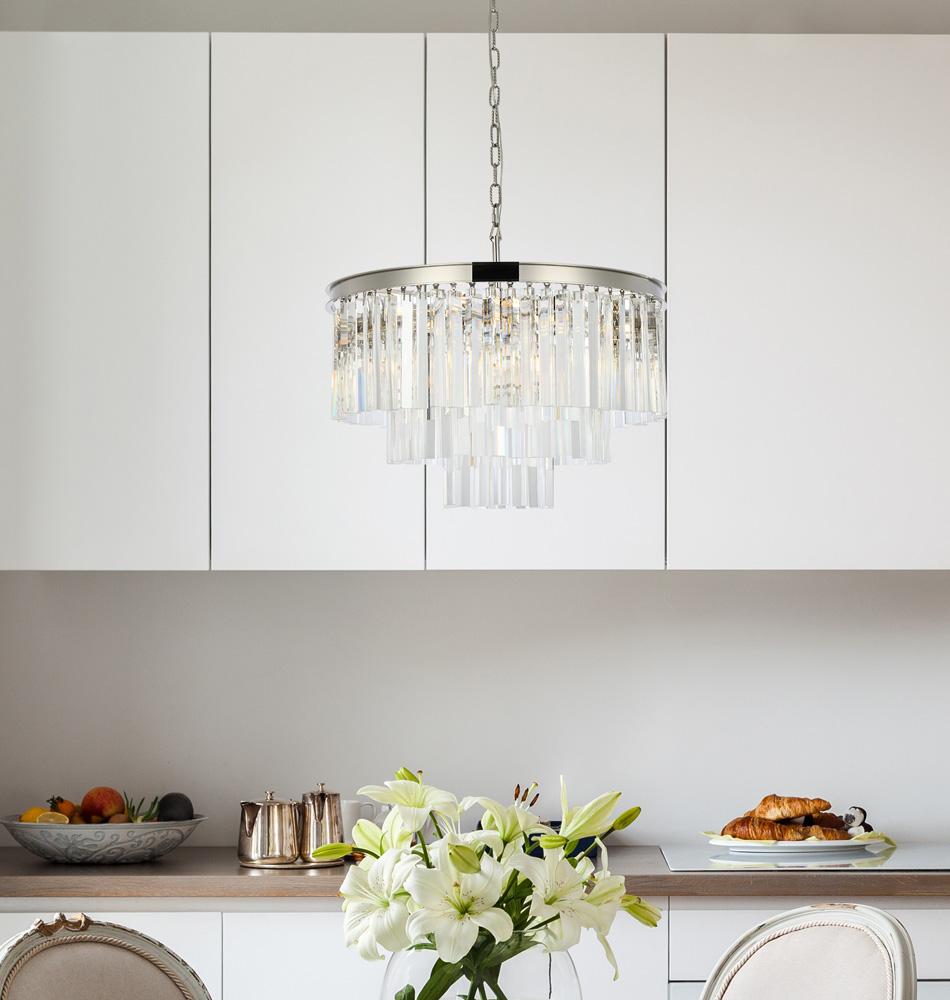 Elegant Furniture & Lighting - Sydney 9 light polished nickel Chandelier Clear Royal Cut Crystal - 1201D26PN/RC veiw 1