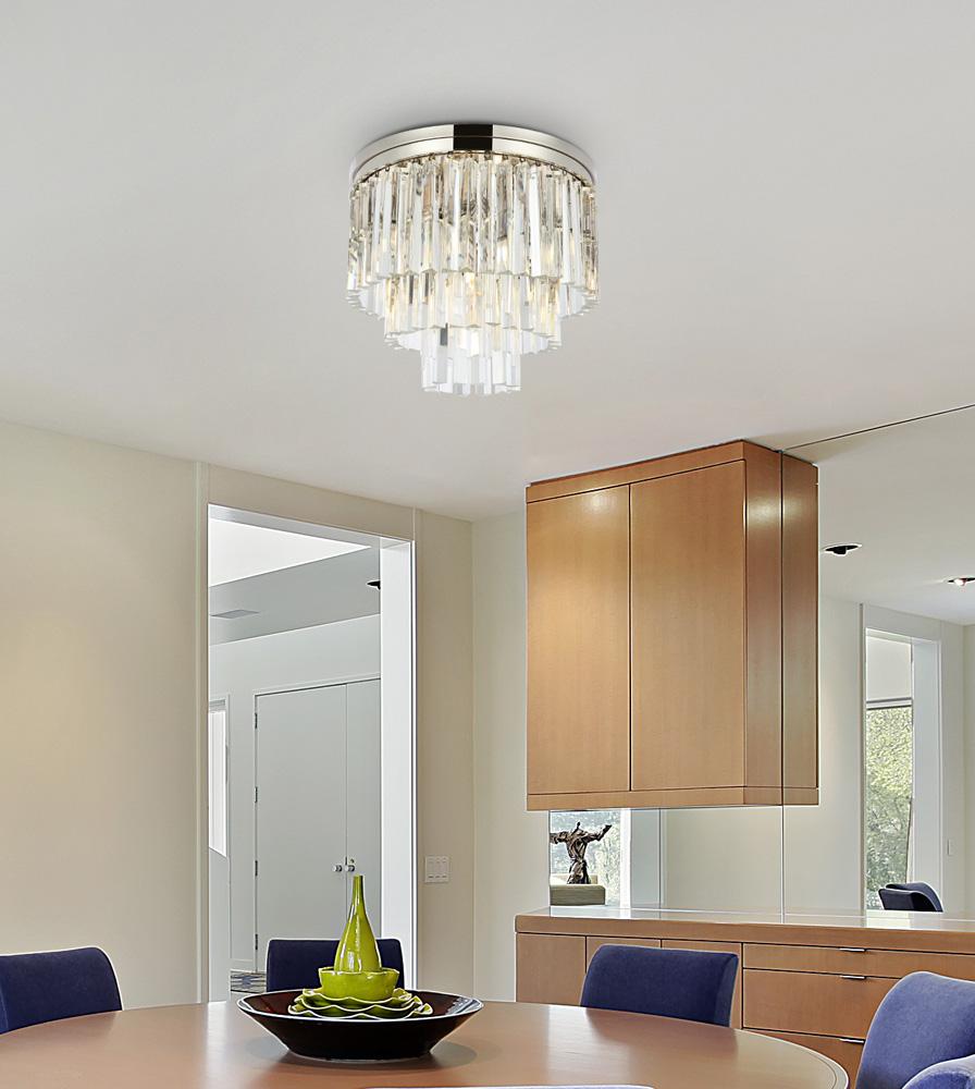 Elegant Furniture & Lighting - Sydney 9 light polished nickel Flush Mount Clear Royal Cut Crystal - 1201F20PN/RC veiw 1
