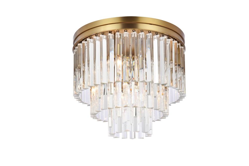 Elegant Furniture & Lighting - Sydney 20 inch round crystal flush mount in satin gold - 1201F20SG/RC veiw 1