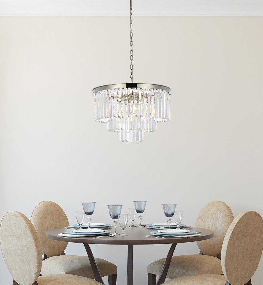 Elegant Furniture & Lighting - Sydney 9 light polished nickel Chandelier Clear Royal Cut Crystal - 1231D26PN/RC veiw 1