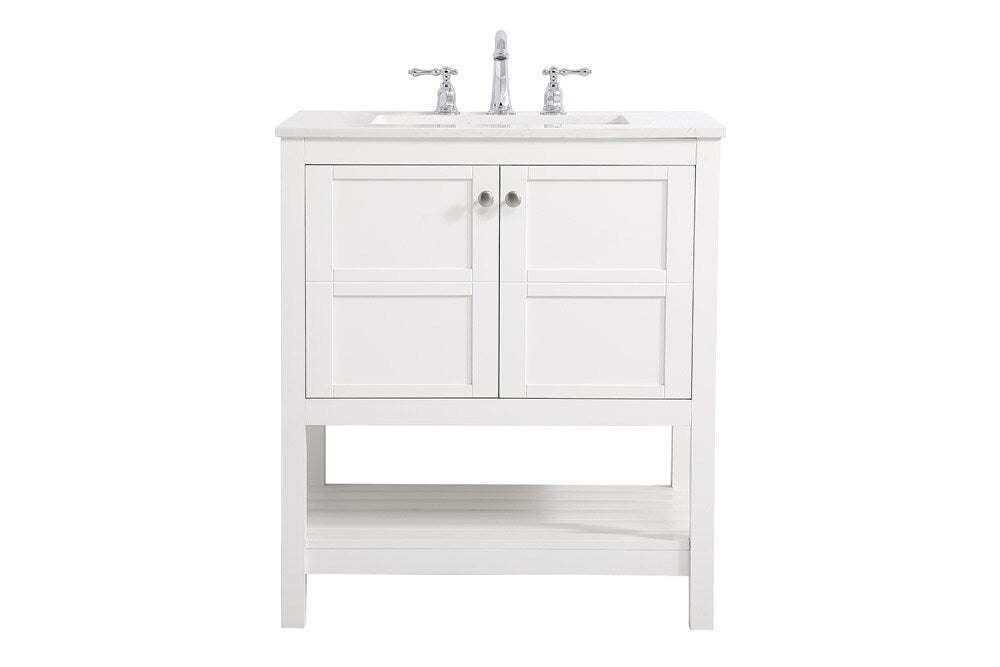 Elegant Furniture & Lighting - Theo 30 inch Single Bathroom Vanity in White - VF16430WH veiw 1