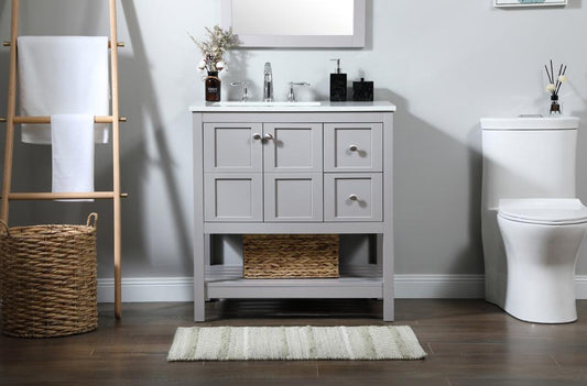 Elegant Furniture & Lighting - Theo 32 inch Single bathroom vanity in grey - VF16432GR veiw 2