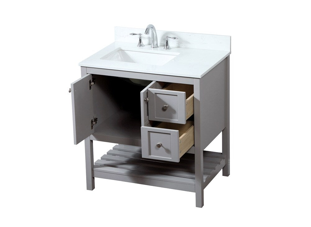 Elegant Furniture & Lighting - Theo 32 inch Single bathroom vanity in grey with backsplash - VF16432GR-BS veiw 16