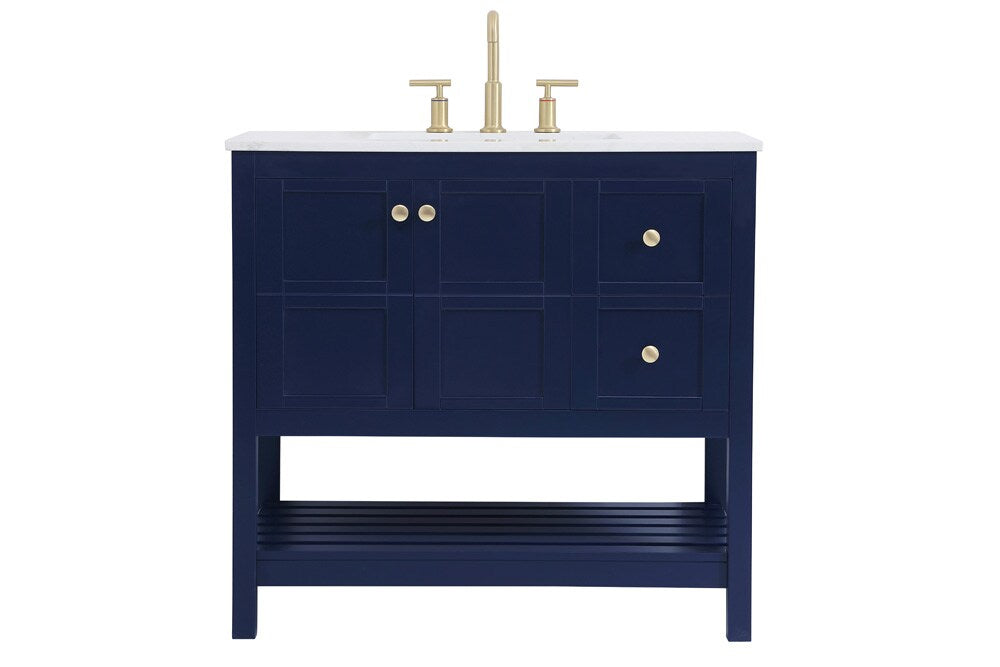 Elegant Furniture & Lighting - Theo 36 inch Single Bathroom Vanity in Blue - VF16436BL veiw 1