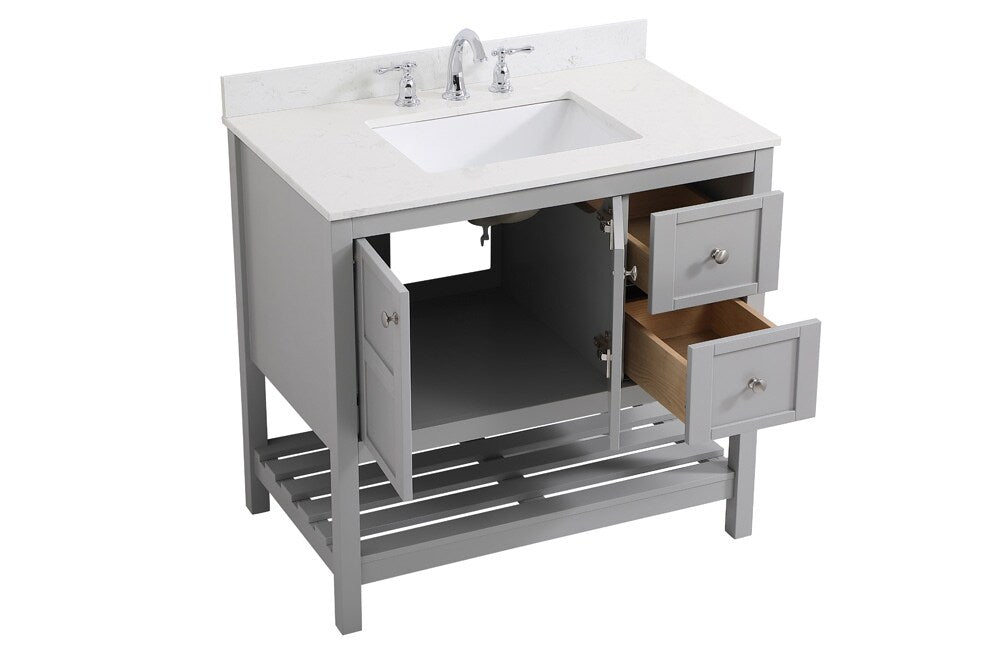 Elegant Furniture & Lighting - Theo 36 inch Single Bathroom Vanity in Gray with Backsplash - VF16436GR-BS veiw 15