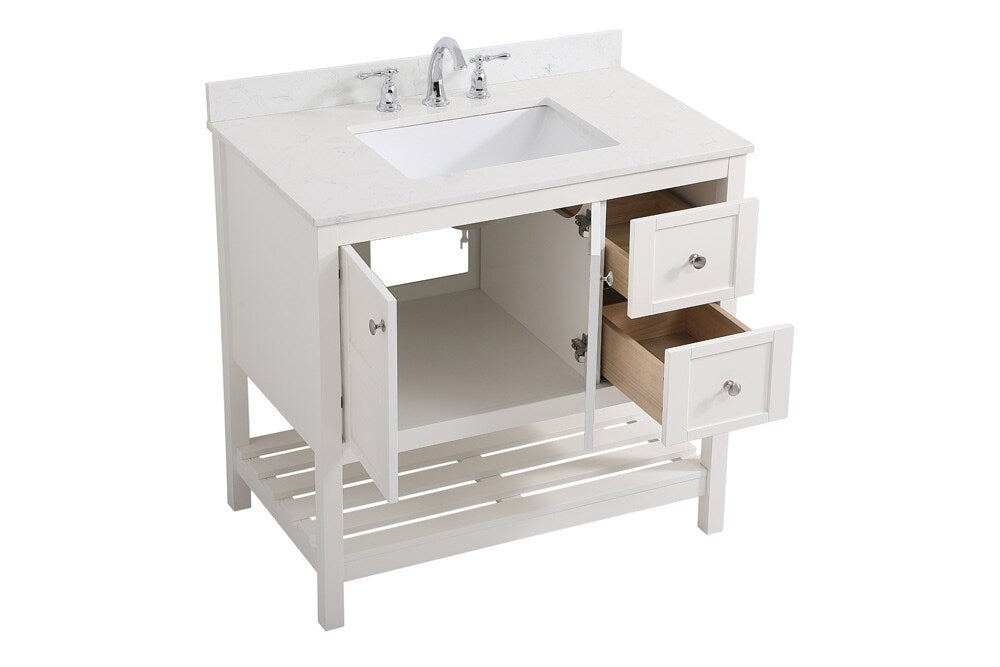 Elegant Furniture & Lighting - Theo 36 inch Single Bathroom Vanity in White with Backsplash - VF16436WH-BS veiw 15