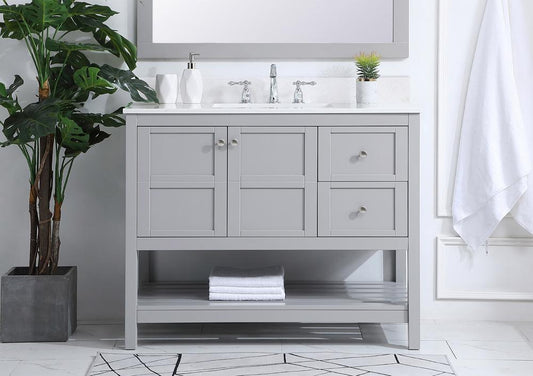 Elegant Furniture & Lighting - Theo 42 inch Single Bathroom Vanity in Gray with Backsplash - VF16442GR-BS veiw 2