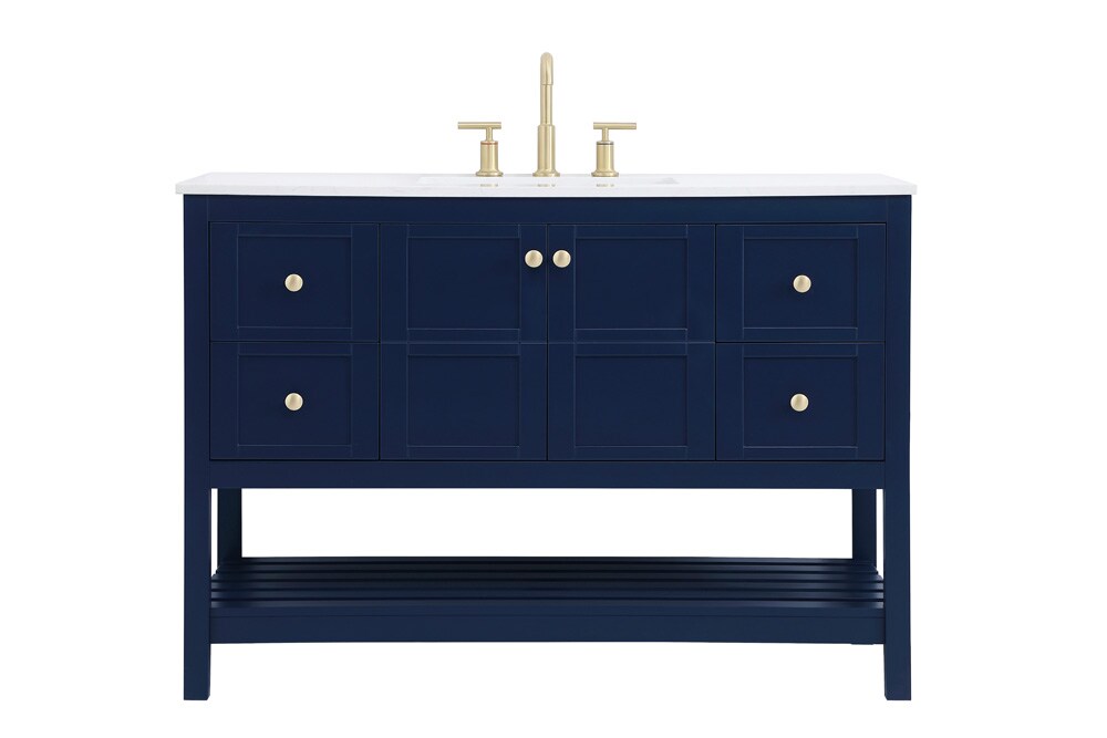 Elegant Furniture & Lighting - Theo 48 inch Single Bathroom Vanity in Blue - VF16448BL veiw 1